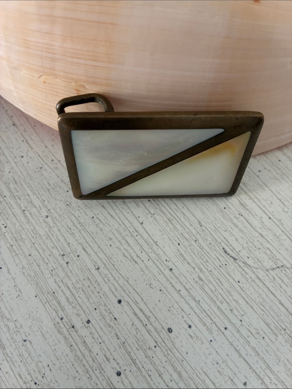 Ivory Inlay Rectangular Belt Buckle - Picture 2 of 7